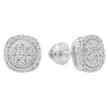 Bông tai Dazzling Rock Dazzlingrock Collection 0.30 Carat (Ctw) 10K Round White Diamond Ladies Cluster Stud Earrings 1/3 Ct