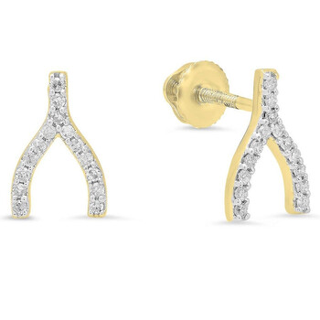 Dazzling Rock Dazzlingrock Collection 0.15 Carat (Ctw) 14K Round White Diamond Ladies Wishbone Stud Earring, Yellow Gold 1 Bông tai Dazzling Rock Dazzlingrock Collection 0.15 Carat (Ctw) 14K Round White Diamond Ladies Wishbone Stud Earring