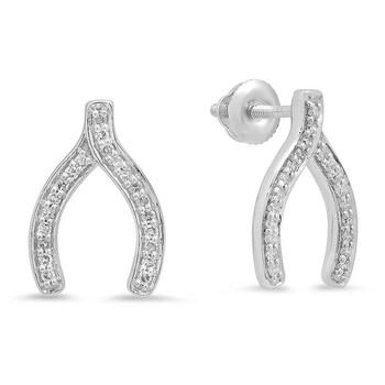 Bông tai Dazzling Rock Dazzlingrock Collection 0.20 Carat (Ctw) 14K Round Cut White Diamond Ladies Fashion Wishbone Stud Earring 1/5 Ct