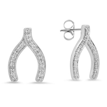 Dazzling Rock Dazzlingrock Collection 0.20 Carat (Ctw) 14K Round White Diamond Ladies Fashion Wishbone Stud Earring 1/5 Ct, White Gold 1 Bông tai Dazzling Rock Dazzlingrock Collection 0.20 Carat (Ctw) 14K Round White Diamond Ladies Fashion Wishbone Stud Earring 1/5 Ct