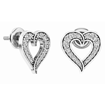 Bông tai Dazzling Rock Dazzlingrock Collection 0.20 Carat (Ctw) 18K Round White Diamond Ladies Heart Shape Stud Earrings 1/5 Ct