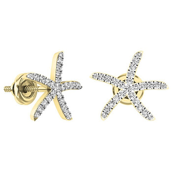 Bông tai Dazzling Rock Dazzlingrock Collection 0.25 Carat (Ctw) 14K Round White Diamond Ladies Starfish Earrings 1/4 Ct