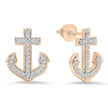 Bông tai Dazzling Rock Dazzlingrock Collection 0.32 Carat (Ctw) 14K Round White Diamond Ladies Anchor Stud Earrings 1/3 Ct