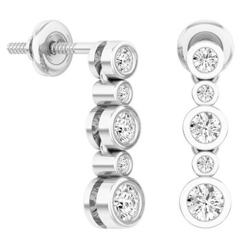 Bông tai Dazzling Rock Dazzlingrock Collection 0.50 Carat (Ctw) 14K Round White Diamond Ladies Bubble Drop Earrings 1/2 Ct