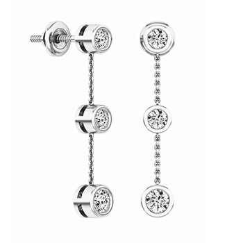 Bông tai Dazzling Rock Dazzlingrock Collection 0.50 Carat (Ctw) 14K Round White Diamond Ladies Three Stone Drop Earrings 1/2 Ct