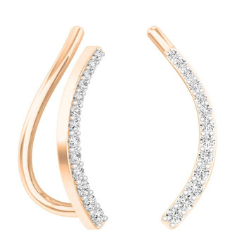 Bông tai Dazzling Rock Dazzlingrock Collection 0.15 Carat (Ctw) 10K Round White Diamond Ladies Crawler Climber Earrings