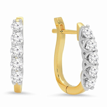 Dazzling Rock Dazzlingrock Collection 0.55 Carat (Ctw) 14K Round Cut White Diamond Ladies Huggies Hoop Earrings 1/2 Ct, Yellow Gold 2 Bông tai Dazzling Rock Dazzlingrock Collection 0.55 Carat (Ctw) 14K Round Cut White Diamond Ladies Huggies Hoop Earrings 1/2 Ct