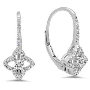 Bông tai Dazzling Rock Dazzlingrock Collection 0.42 Carat (Ctw) 14K Round Cut White Diamond Ladies Flower Shaped Hoop Earrings