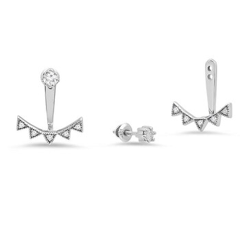 Dazzling Rock Dazzlingrock Collection 0.40 Carat (Ctw) Round White Diamond Ladies Cluster Stud Earrings Jackets Set, Sterling Silver 2 Bông tai Dazzling Rock Dazzlingrock Collection 0.40 Carat (Ctw) Round White Diamond Ladies Cluster Stud Earrings Jackets Set
