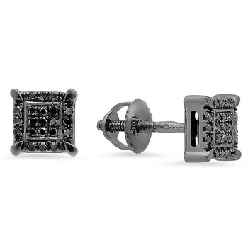 Bông tai Dazzling Rock Dazzlingrock Collection 0.10 Carat (Ctw) Black Rhodium Plated 10K Round Diamond Micro Pave Stud Earrings 1/10 Ct