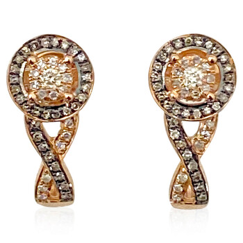 Dazzling Rock Dazzlingrock Collection 0.35 Carat (Ctw) 10K Round White & Champagne Diamond Ladies Shaped Hoop Earrings 1/3 Ct, Rose Gold 2 Bông tai Dazzling Rock Dazzlingrock Collection 0.35 Carat (Ctw) 10K Round White & Champagne Diamond Ladies Shaped Hoop Earrings 1/3 Ct