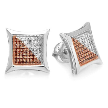 Bông tai Dazzling Rock Dazzlingrock Collection 0.32 Carat (Ctw) White & Red Round Diamond Micro Pave Setting Stud Earrings