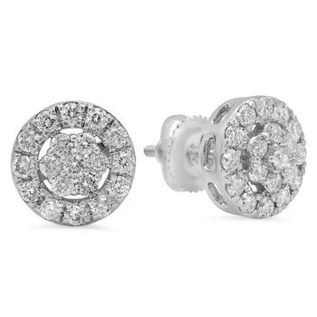 Dazzling Rock Dazzlingrock Collection 0.90 Carat (Ctw) 14K Round Cut White Diamond Ladies Cluster Style Stud Earrings, White Gold 2 Bông tai Dazzling Rock Dazzlingrock Collection 0.90 Carat (Ctw) 14K Round Cut White Diamond Ladies Cluster Style Stud Earrings