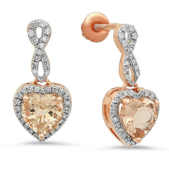 Dazzling Rock Dazzlingrock Collection 10K Heart Cut Morganite & Round White Diamond Ladies Infinity Swirl Dangling Drop Earrings, Rose Gold 1 Bông tai Dazzling Rock Dazzlingrock Collection 10K Heart Cut Morganite & Round White Diamond Ladies Infinity Swirl Dangling Drop Earrings