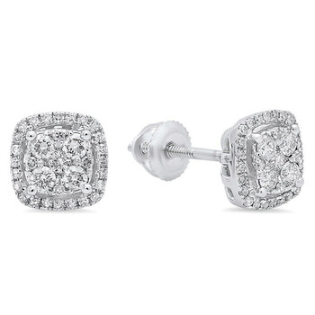 Dazzling Rock Dazzlingrock Collection 0.40 Carat (Ctw) 14K Round White Diamond Ladies Cluster Style Stud Earrings, White Gold 1 Bông tai Dazzling Rock Dazzlingrock Collection 0.40 Carat (Ctw) 14K Round White Diamond Ladies Cluster Style Stud Earrings