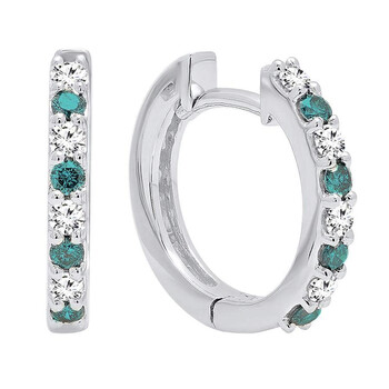 Dazzling Rock Dazzlingrock Collection 0.35 Carat (Ctw) 14K Round Blue & White Diamond Ladies Fine Dainty Hoop Earrings 1/3 Ct, White Gold 2 Bông tai Dazzling Rock Dazzlingrock Collection 0.35 Carat (Ctw) 14K Round Blue & White Diamond Ladies Fine Dainty Hoop Earrings 1/3 Ct