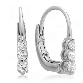 Dazzling Rock Dazzlingrock Collection 0.25 Carat (Ctw) 10K Round Diamond Ladies 3 Stone Hoop Earrings 1/4 Ct, White Gold 1 Bông tai Dazzling Rock Dazzlingrock Collection 0.25 Carat (Ctw) 10K Round Diamond Ladies 3 Stone Hoop Earrings 1/4 Ct