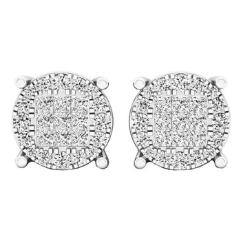 Bông tai Dazzling Rock Dazzlingrock Collection 0.32 Carat (Ctw) 14K Princess & Round Cut White Diamond Stud Earrings 1/3 Ct