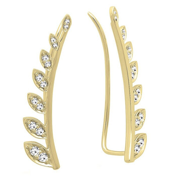 Dazzling Rock Dazzlingrock Collection 0.50 Carat (Ctw) 14K Round White Diamond Ladies Leaf Shaped Climber Earrings 1/2 Ct, Yellow Gold 1 Bông tai Dazzling Rock Dazzlingrock Collection 0.50 Carat (Ctw) 14K Round White Diamond Ladies Leaf Shaped Climber Earrings 1/2 Ct