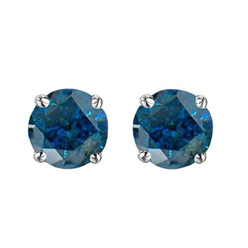 Dazzling Rock Dazzlingrock Collection 1.50 Carat (Ctw) 10K Round Cut Blue Diamond Ladies Stud Earrings 1 1/2 Ct, White Gold 2 Bông tai Dazzling Rock Dazzlingrock Collection 1.50 Carat (Ctw) 10K Round Cut Blue Diamond Ladies Stud Earrings 1 1/2 Ct