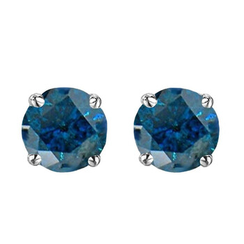 Bông tai Dazzling Rock Dazzlingrock Collection 2.00 Carat (Ctw) 10K Round Cut Blue Diamond Ladies Stud Earrings 2 Ct