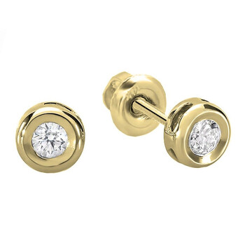 Bông tai Dazzling Rock Dazzlingrock Collection 0.25 Carat (Ctw) 14K Round Cut Diamond Bezel Stud Earrings 1/4 Ct
