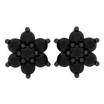 Bông tai Dazzling Rock Dazzlingrock Collection 2.45 Carat (Ctw) Black Rhodium Plated 14K Round Black Diamond Ladies Flower Stud Earrings