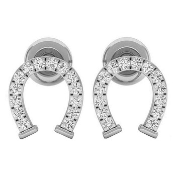 Bông tai Dazzling Rock Dazzlingrock Collection 0.10 Carat (Ctw) 14K Round White Diamond Ladies Horseshoe Stud Earrings 1/10 Ct
