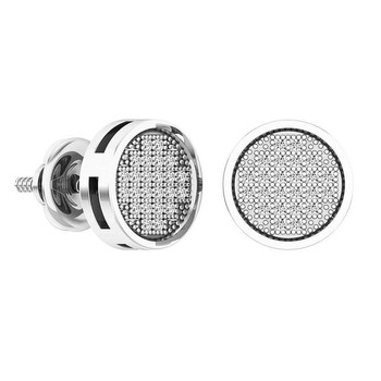 Bông tai Dazzling Rock Dazzlingrock Collection 0.10 Carat (Ctw) 10K Round White Diamond Ladies Circle Cluster Stud Earrings 1/10 Ct
