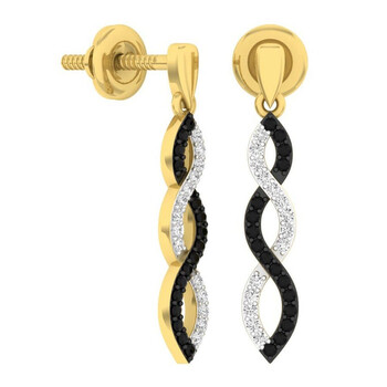 Bông tai Dazzling Rock Dazzlingrock Collection 0.20 Carat (Ctw) 10K Black & White Round Diamond Ladies Dangles Earrings 1/5 Ct