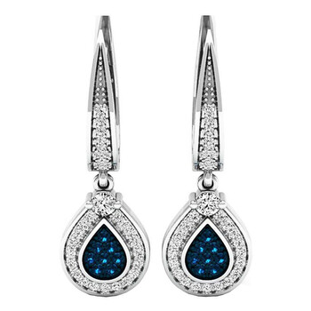 Dazzling Rock Dazzlingrock Collection 0.55 Carat (Ctw) 10K Round Blue & White Diamond Ladies Drop Earrings 1/2 Ct, White Gold 1 Bông tai Dazzling Rock Dazzlingrock Collection 0.55 Carat (Ctw) 10K Round Blue & White Diamond Ladies Drop Earrings 1/2 Ct