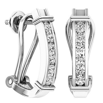 Dazzling Rock Dazzlingrock Collection 0.50 Carat (Ctw) 18K Round White Diamond Ladies Fashion Huggies Hoop Earrings 1/2 Ct, White Gold 2 Bông tai Dazzling Rock Dazzlingrock Collection 0.50 Carat (Ctw) 18K Round White Diamond Ladies Fashion Huggies Hoop Earrings 1/2 Ct