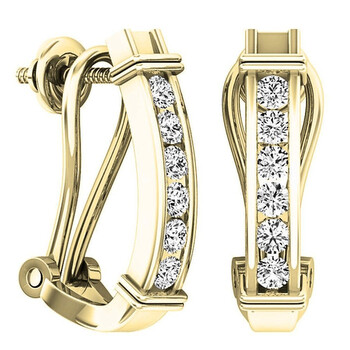 Dazzling Rock Dazzlingrock Collection 0.50 Carat (Ctw) 18K Round White Diamond Ladies Fashion Huggies Hoop Earrings 1/2 Ct, Yellow Gold 2 Bông tai Dazzling Rock Dazzlingrock Collection 0.50 Carat (Ctw) 18K Round White Diamond Ladies Fashion Huggies Hoop Earrings 1/2 Ct