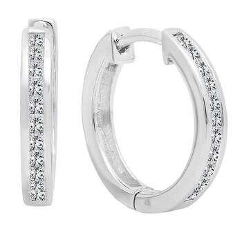 Dazzling Rock Dazzlingrock Collection 0.33 Carat (Ctw) 10K Princess Cut White Diamond Huggie Hoop Earrings 1/3 Ct, White Gold 1 Bông tai Dazzling Rock Dazzlingrock Collection 0.33 Carat (Ctw) 10K Princess Cut White Diamond Huggie Hoop Earrings 1/3 Ct