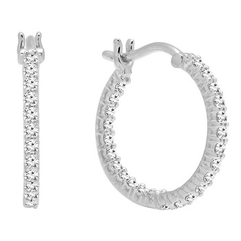 Dazzling Rock Dazzlingrock Collection 0.45 Carat (Ctw) 10K Round White Diamond Fine In And Out Hoop Earrings 1/2 Ct, White Gold 1 Bông tai Dazzling Rock Dazzlingrock Collection 0.45 Carat (Ctw) 10K Round White Diamond Fine In And Out Hoop Earrings 1/2 Ct