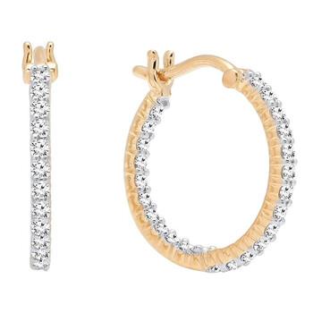 Bông tai Dazzling Rock Dazzlingrock Collection 0.45 Carat (Ctw) 10K Round White Diamond Fine In And Out Hoop Earrings 1/2 Ct