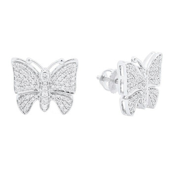 Bông tai Dazzling Rock Dazzlingrock Collection 0.70 Carat (Ctw) 14K Round White Diamond Ladies Butterfly Stud Earrings 3/4 Ct