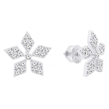 Bông tai Dazzling Rock Dazzlingrock Collection 0.65 Carat (Ctw) 14K Round Cut White Diamond Ladies Flower Shape Stud Earrings