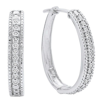 Dazzling Rock Dazzlingrock Collection 0.10 Carat (Ctw) Round White Diamond Ladies Hoop Earrings 1/10 Ct, Sterling Silver 1 Bông tai Dazzling Rock Dazzlingrock Collection 0.10 Carat (Ctw) Round White Diamond Ladies Hoop Earrings 1/10 Ct