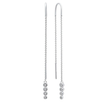 Bông tai Dazzling Rock Dazzlingrock Collection 0.10 Carat (Ctw) 10K Round Cut White Diamond Ladies Threader Earrings 1/10 Ct