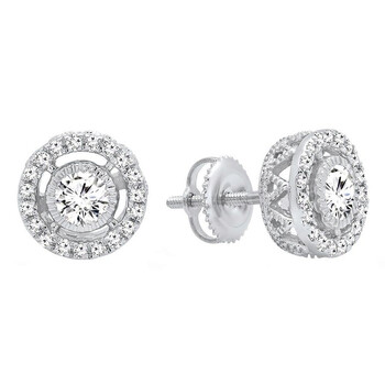 Bông tai Dazzling Rock Dazzlingrock Collection 0.70 Carat (Ctw) 14K Round Cut White Diamond Ladies Halo Stud Earrings 3/4 Ct