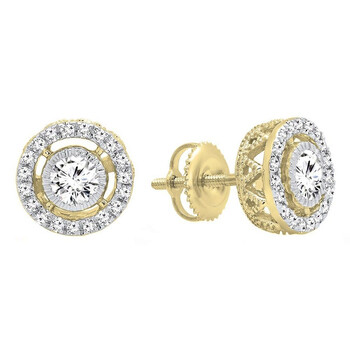 Dazzling Rock Dazzlingrock Collection 0.70 Carat (Ctw) 14K Round Cut White Diamond Ladies Halo Stud Earrings 3/4 Ct, Yellow Gold 2 Bông tai Dazzling Rock Dazzlingrock Collection 0.70 Carat (Ctw) 14K Round Cut White Diamond Ladies Halo Stud Earrings 3/4 Ct