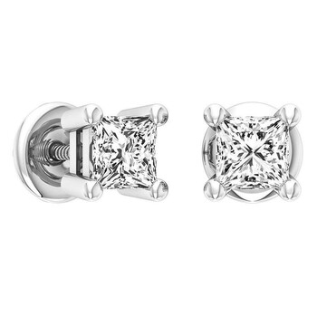 Bông tai Dazzling Rock Dazzlingrock Collection Ags Certified 0.50 Carat (Ctw) 14K Princess Diamond Ladies Solitaire Stud Earrings 1/2 Ct