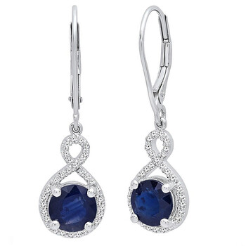 Dazzling Rock Dazzlingrock Collection 10K 7 Mm Each Round Blue Sapphire & White Diamond Ladies Infinity Drop Earrings, White Gold 1 Bông tai Dazzling Rock Dazzlingrock Collection 10K 7 Mm Each Round Blue Sapphire & White Diamond Ladies Infinity Drop Earrings