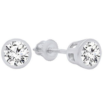Bông tai Dazzling Rock Dazzlingrock Collection 2.00 Carat (Ctw) 14K Round Cubic Zirconia Ladies Solitaire Stud Earrings 2 Ct