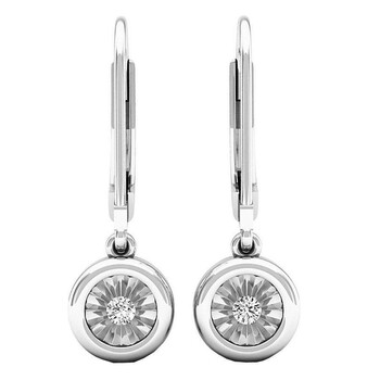 Bông tai Dazzling Rock Dazzlingrock Collection 0.08 Carat (Ctw) 10K Round White Diamond Bezel Hoop Earrings