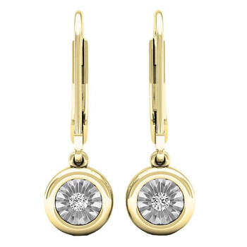 Bông tai Dazzling Rock Dazzlingrock Collection 0.08 Carat (Ctw) 10K Round White Diamond Bezel Hoop Earrings
