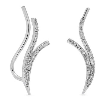 Bông tai Dazzling Rock Dazzlingrock Collection 0.20 Carat (Ctw) 14K Round Diamond Ladies Double Row Crawler Climber Earrings 1/4 Ct