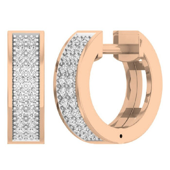 Bông tai Dazzling Rock Dazzlingrock Collection 0.16 Carat (Ctw) 10K Round Diamond Ladies Micro Pave Huggie Hoop Earrings