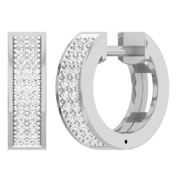 Bông tai Dazzling Rock Dazzlingrock Collection 0.16 Carat (Ctw) 14K Round Diamond Ladies Micro Pave Huggie Hoop Earrings